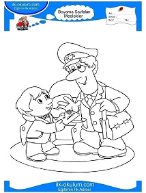 Çocuklar İçin Postacı Boyama Sayfaları 